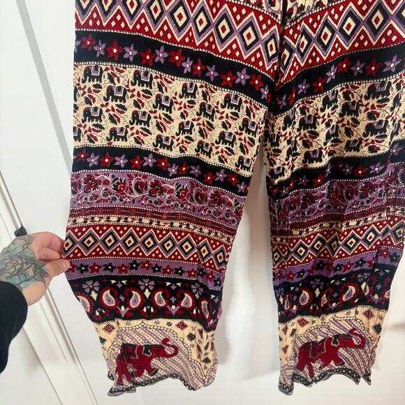 Earthbound Trading Elephant Print Boho Pants S EUC - Picture 2 of 4